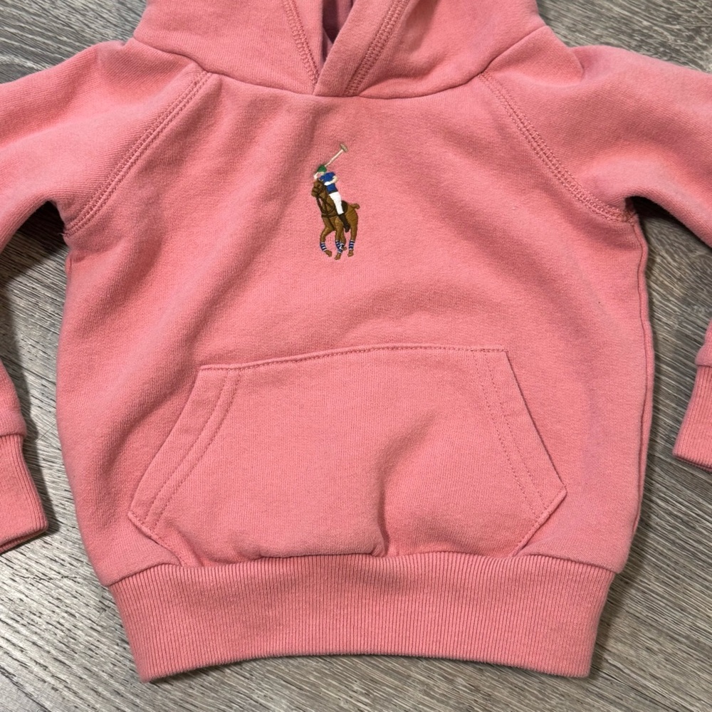 POLO RALPH LAUREN Baby Pink Hoodie Pony Embroidered Logo Girls 3 - Picture 2 of 6